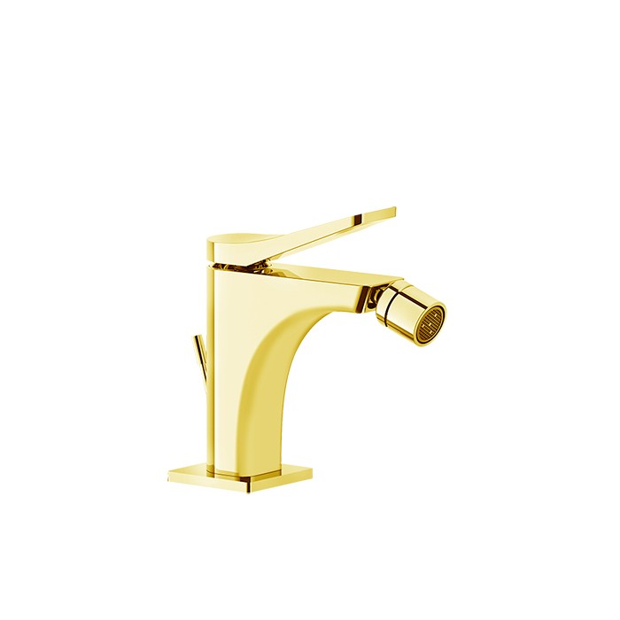 Смеситель для биде на 1 отв., с донным клапаном излив 114мм, Gessi Rilievo, gold brushed ccp арт. 59007#087