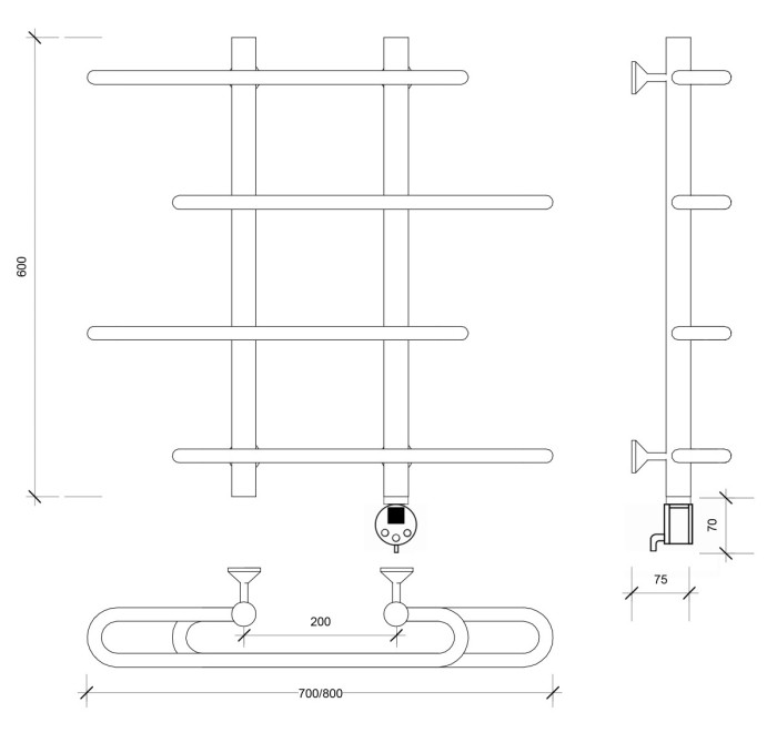 Полотенцесушитель электрический 60x20x70 Венеция 4 Secado арт. 4673739234075