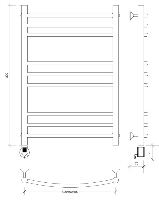 Полотенцесушитель электрический 80x50 Милан 3 Secado арт. 4673739238431