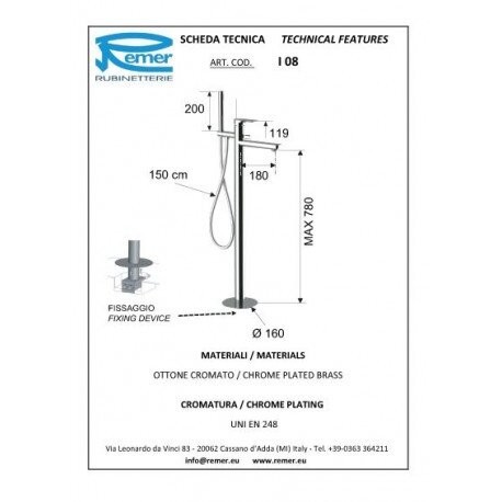 Смеситель для ванны бронза глянцевый, Remer Infinity, скрытого монтажа I08VO