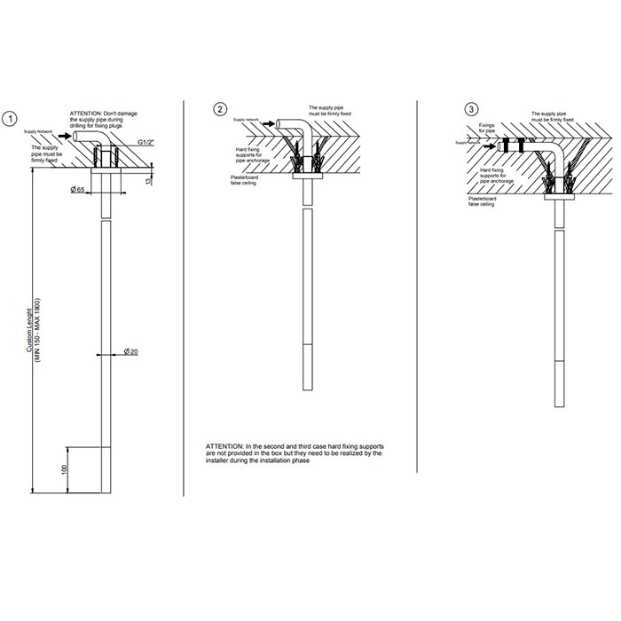 Излив потолочный для удаленного управления, длина под заказ(365-1900мм), Gessi 316, brushed black metal pvd арт. 54096#707