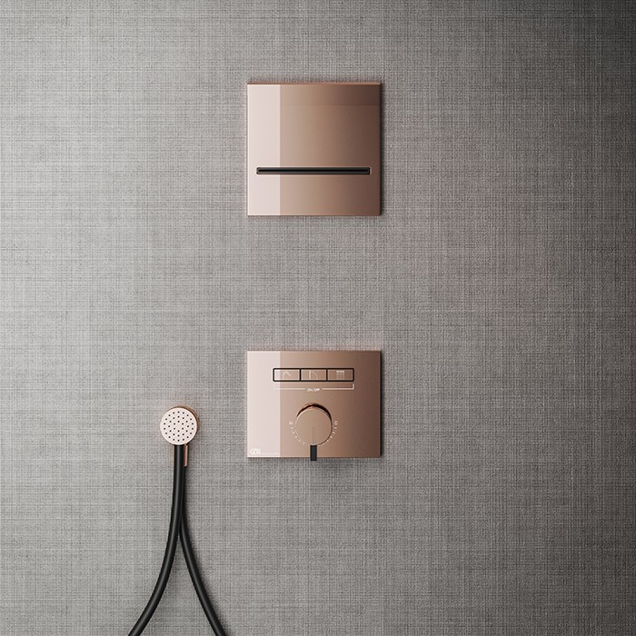 Смеситель для душа, с включением до 3 источников одновременно, Gessi Hi Fi, copper pvd арт. 63081#030