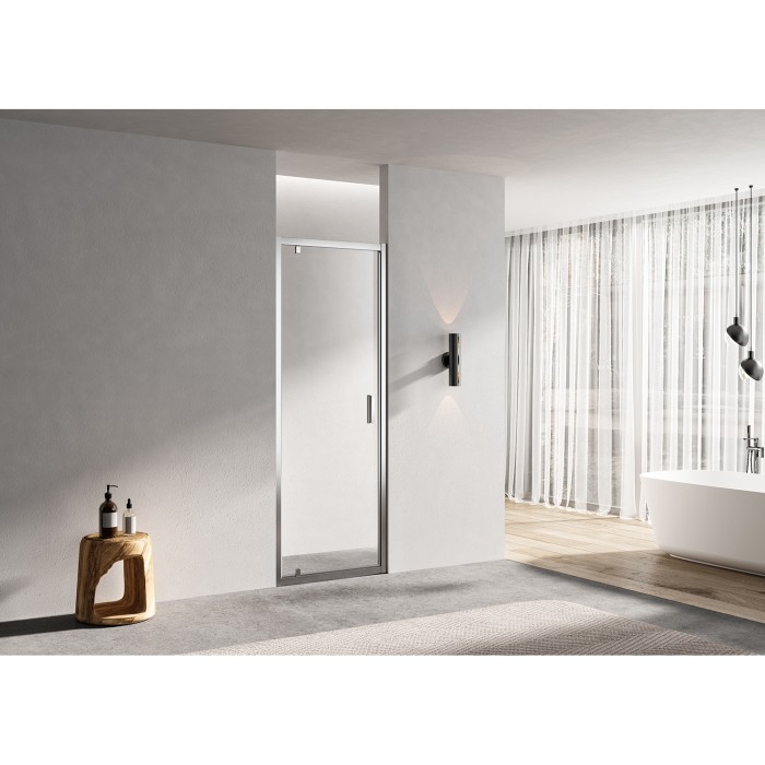 Душевая дверь в нишу 700х2000 стекло прозрачное 6 мм, профиль серебро  Milton, Azario арт. AZ-NAO6211 700