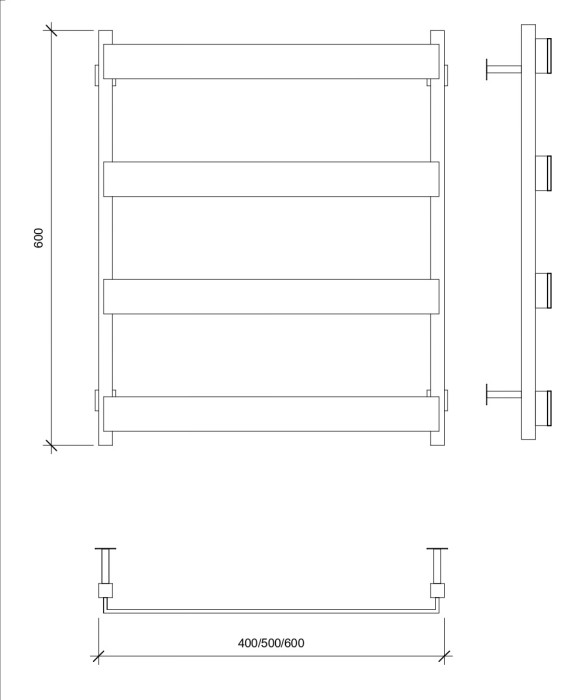 Полотенцесушитель водяной 60x40 Кродо (черный) Secado арт. 4673739252093