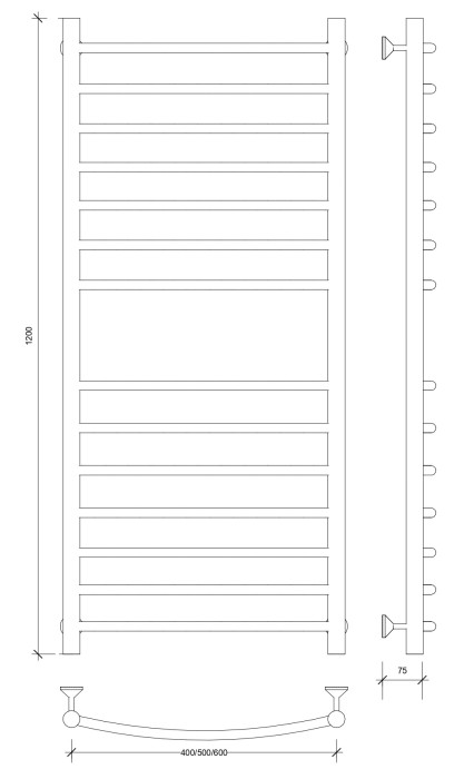 Полотенцесушитель водяной 120x60 Милан 4 (хром) Secado арт. 4603777445096