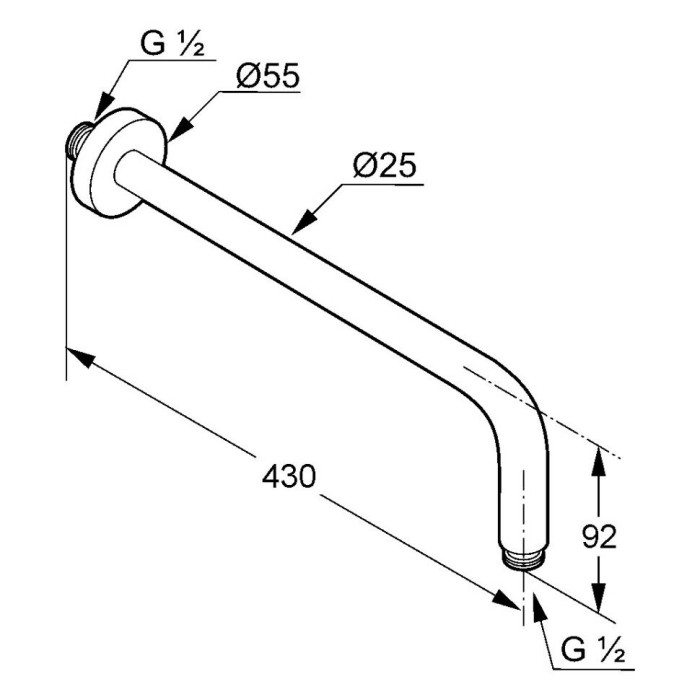 Кронштейн для душа 400 мм, a-qa Kludi, хром - 6651405-00