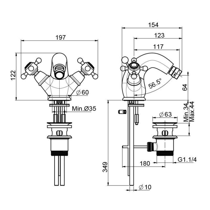 Fima Carlo Frattini Смеситель на биде на 1 отверстие, Elizabeth, F5092/2CR цвет: хром