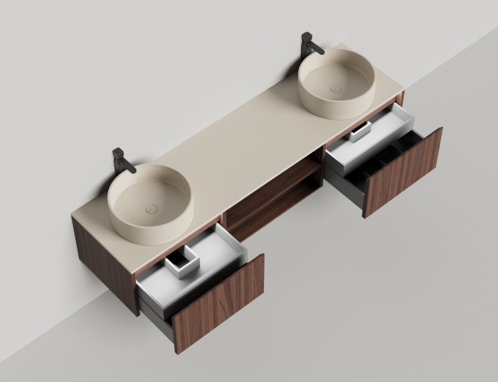 Подвесная тумба domino 2000, шпон, для двух раковин, гладкий, Salini арт. 27D220D