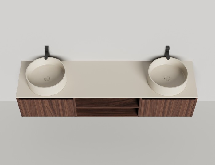 Подвесная тумба domino 2000, шпон, для двух раковин, гладкий, Salini арт. 27D220D
