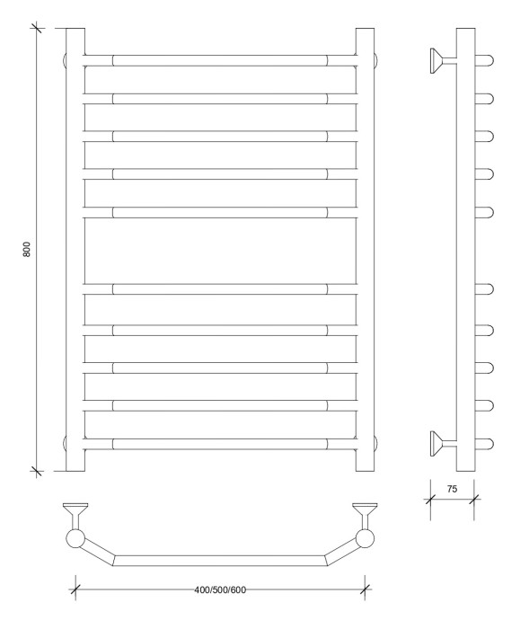 Полотенцесушитель водяной 80x60 Агата 4 (черный) Secado арт. 4673739223598