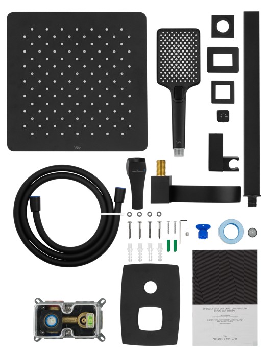 Душевая система встраиваемая, Wonzon & Woghand Flex, WW-88939072-MB цвет: черный