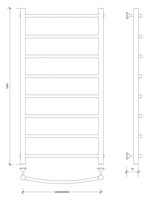 Полотенцесушитель водяной 100x50 Милан 1 (черный) Secado арт. 4673739226179