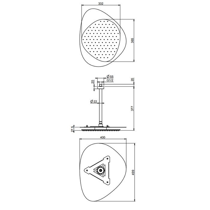 Fima Carlo Frattini Верхний душ 49х40см., потолочный, Cloud, Soffioni, F2652NNS цвет: чёрный
