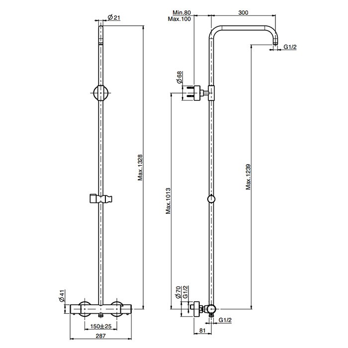 Fima Carlo Frattini Смеситель для душа, термостатический, с душевой стойкой, Colonne doccia, F4925SCR цвет: хром