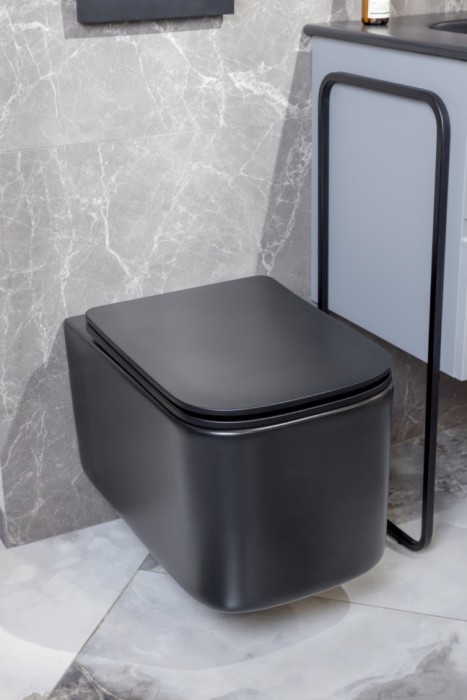 Унитаз подвесной, black c крышкой, Boheme Mane - 970-SET-B