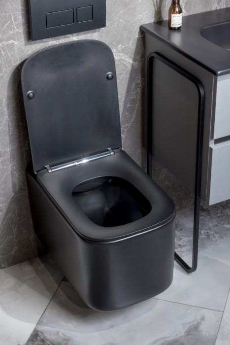 Унитаз подвесной, black c крышкой, Boheme Mane - 970-SET-B