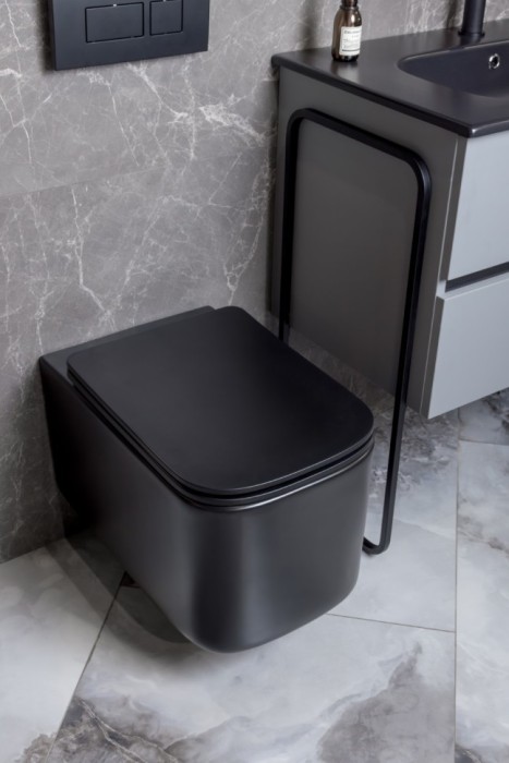 Унитаз подвесной, black c крышкой, Boheme Mane - 970-SET-B