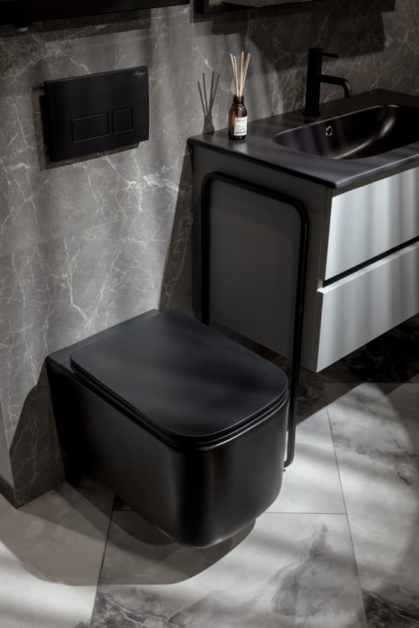 Унитаз подвесной, black c крышкой, Boheme Mane - 970-SET-B