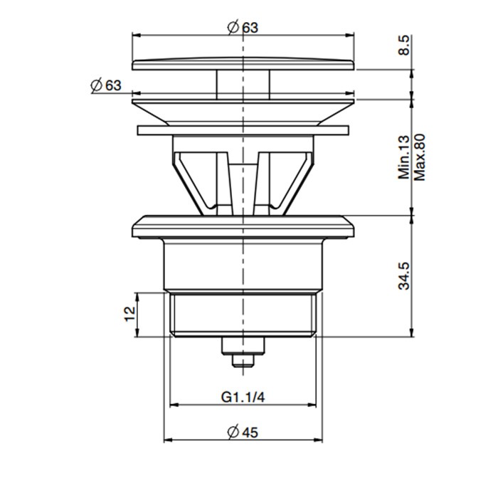 Fima Carlo Frattini Донный клапан, незапираемый, Sottolavabo, F2678NS цвет: черный