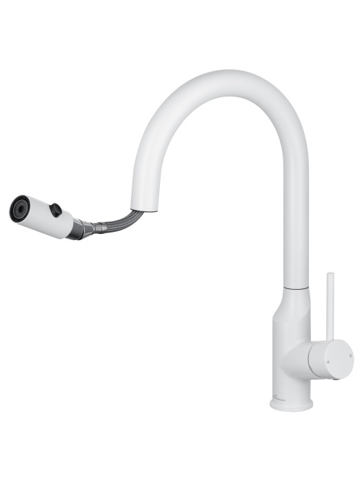 Смеситель для кухни с выдвижным изливом, Wonzon & Woghand, WW-A21252-MW цвет: белый