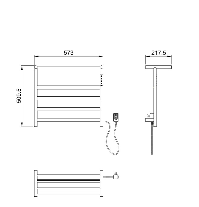 Полотенцесушитель электрический с полкой, Wonzon & Woghand Essen, WW-A402-GM цвет: графит