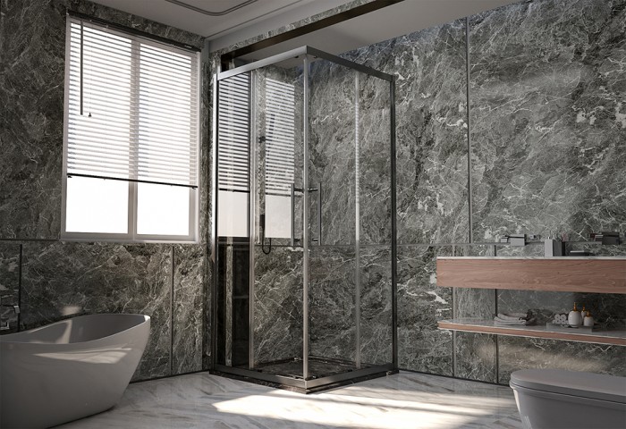 Душевой угол 1000Х800x2000 Veconi Premium Trento, брашированный графит, стекло прозрачное арт. PTC20-GR-10080-01-C4