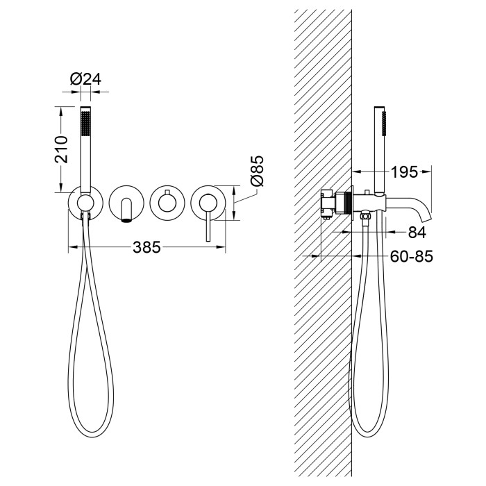 Смеситель для ванны Timo Saona встроенный, золото матовое арт. 2314/17YSM