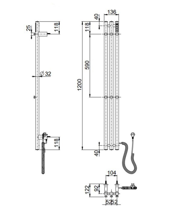 Полотенцесушитель электрический, Wonzon & Woghand Kassel, WW-AL72312-BN цвет: никель