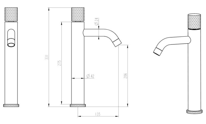 Смеситель для раковины, хром, Stick Boheme 122-CRCR.2