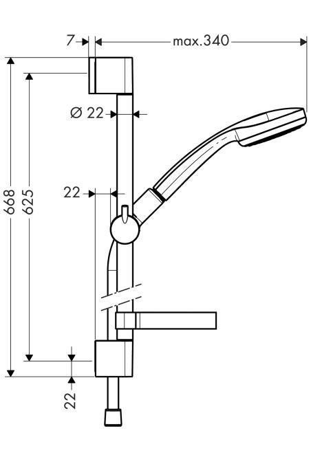 Душевой гарнитур Mono со штангой 65см и мыльницей Croma 100 Hansgrohe, хром арт. 27717000