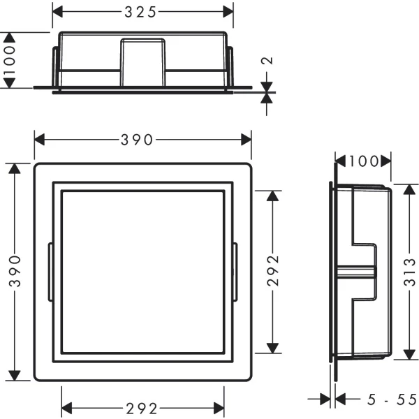 Настенный короб с цветом корпуса и дизайнерской рамой, 30х30х10 см, Hansgrohe XtraStoris Individual, бронза арт. 56098140