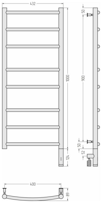 Сунержа Электрический полотенцесушитель 1200x400, Галант 3.0, 12-5801-1040 цвет: белый