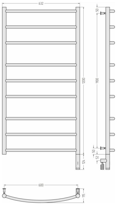 Сунержа Электрический полотенцесушитель 1000x400, Галант 3.0, 00-5801-1260 цвет: без покрытия