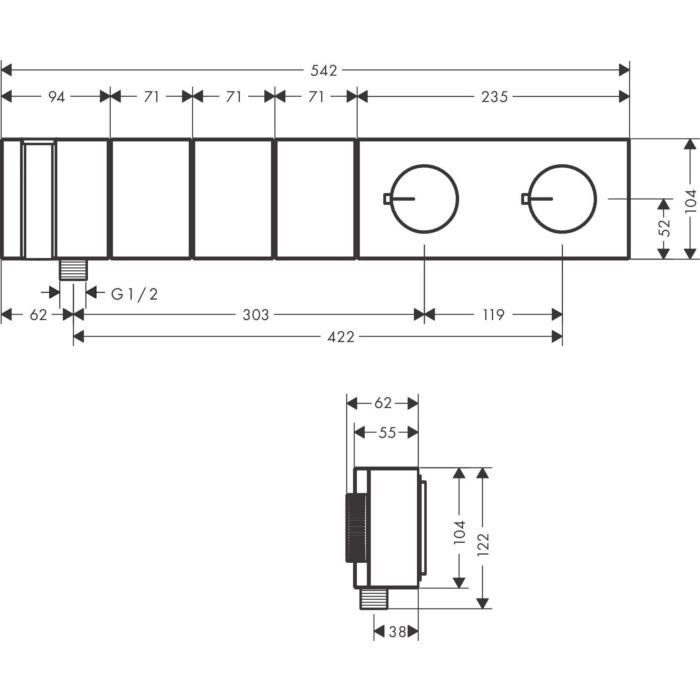 Термостат для душа Edge Axor, полированное красное золото арт. 46710300