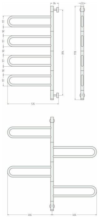 Сунержа Электрический полотенцесушитель 1000x300, Парео 4.0, 00-0823-0978 цвет: без покрытия
