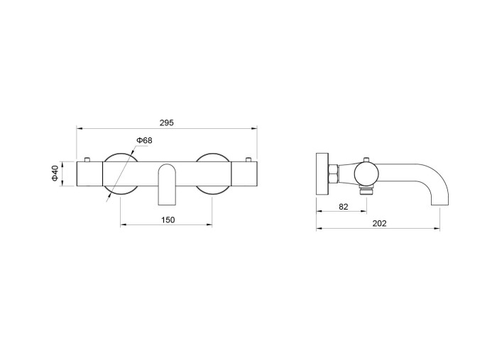 Термостатический смеситель для ванны, Aquatek Европа, хром арт. AQ1343CR