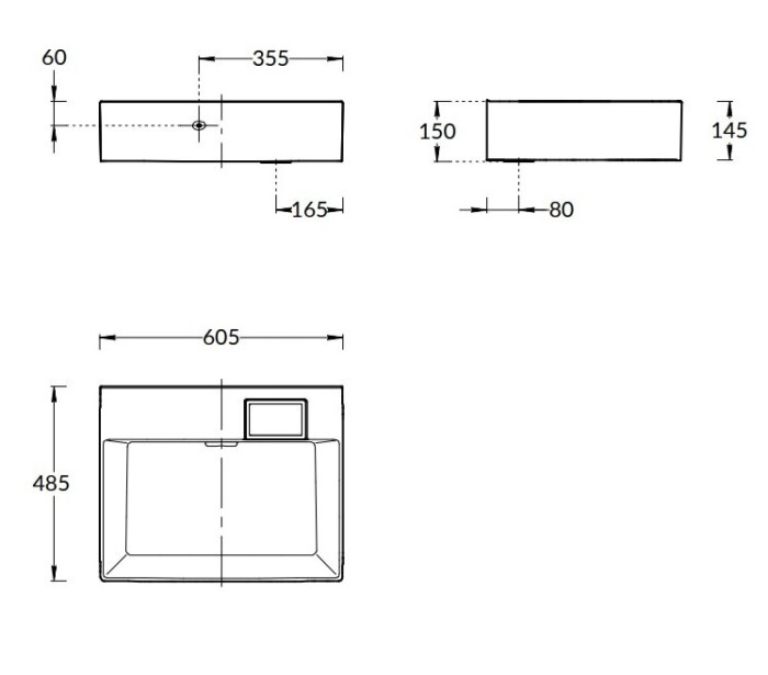 Раковина мебельная без отверстий 60x48см, Logica Kerama Marazzi, белый - LO.wb.60.0