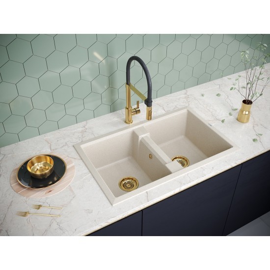 Мойка для кухни гранит 810х500 Paulmark TANDEM 80/2, бежевый - PM238150-BE