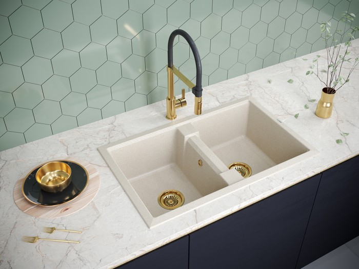 Мойка для кухни гранит 810х500 Paulmark TANDEM 80/2, бежевый - PM238150-BE