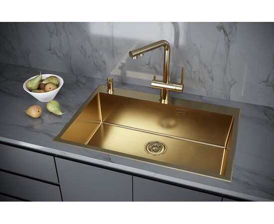 Мойка для кухни нержавеющая 750х510мм Paulmark VAST-EDGE, брашированное золото - PM777551-BG