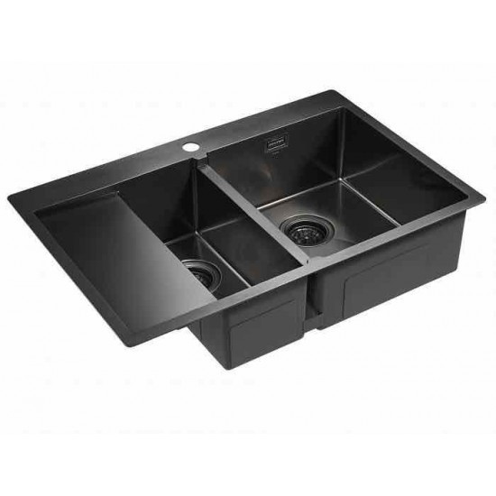 Мойка для кухни нержавеющая 780х510мм Paulmark UNION, вороненая сталь, правая - PM537851-GMR