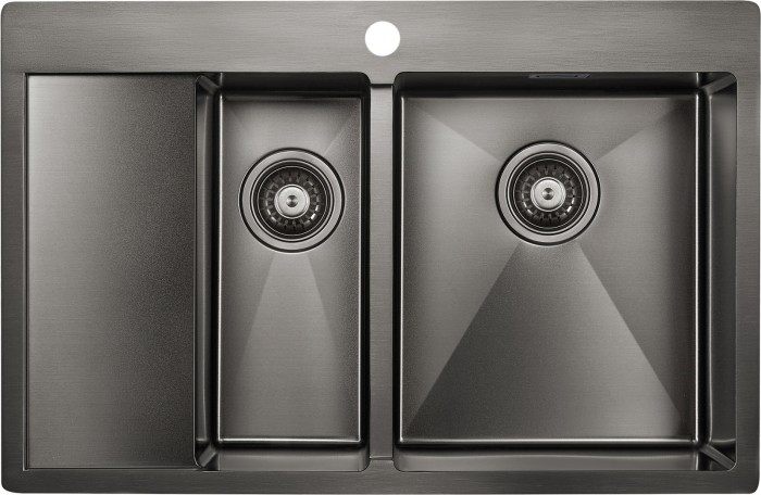 Мойка для кухни нержавеющая 780х510мм Paulmark UNION, вороненая сталь, правая - PM537851-GMR