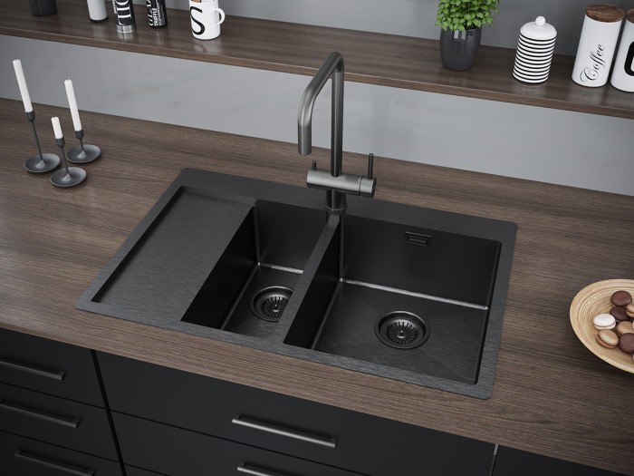 Мойка для кухни нержавеющая 780х510мм Paulmark UNION, вороненая сталь, правая - PM537851-GMR