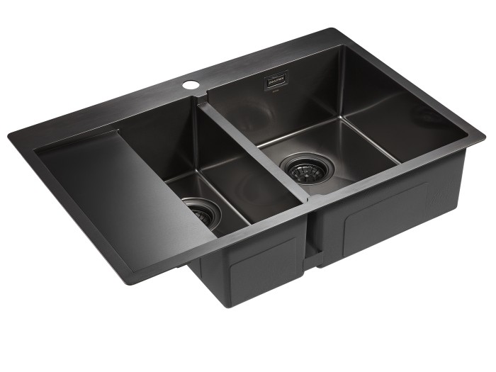 Мойка для кухни нержавеющая 780х510мм Paulmark UNION, вороненая сталь, правая - PM537851-GMR