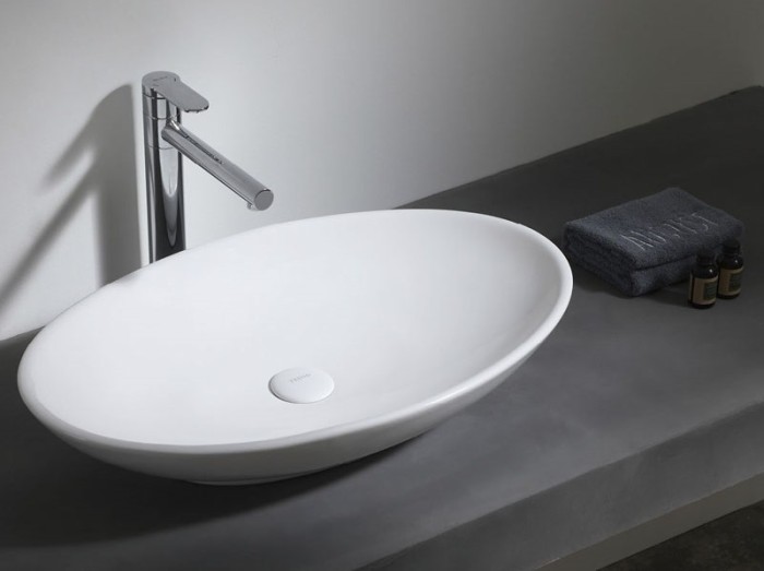 Раковина накладная 655х395х140 овальная, белая, Azario - AZ- 40148