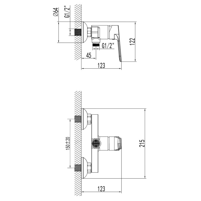 Смеситель для ванны с ручным душем, керамический картридж, хром, Azario Elvis арт. AZ-WWK338155C