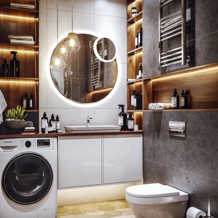 Зеркало D1000 c подсветкой и диммером, сенсорный выключатель, Azario Satellit - LED-00002484