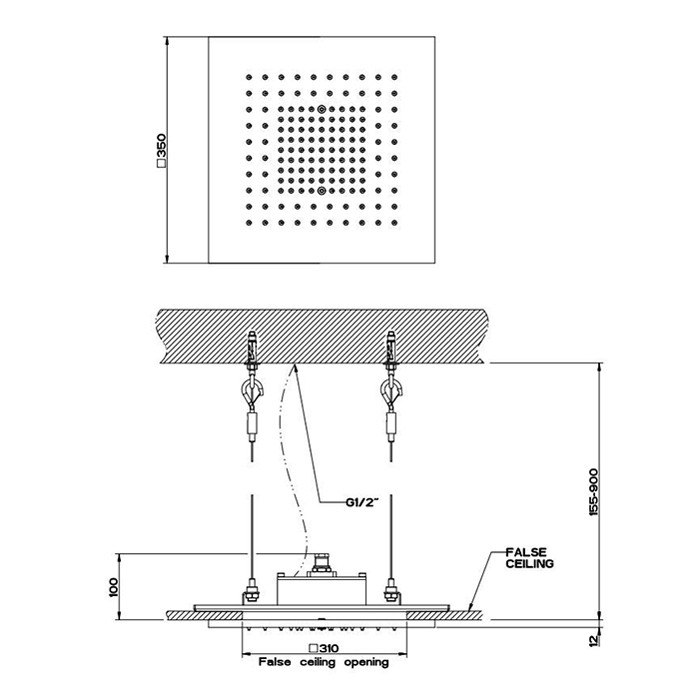 Верхний душ потолочный, Gessi Origini, хром арт. 66352#031