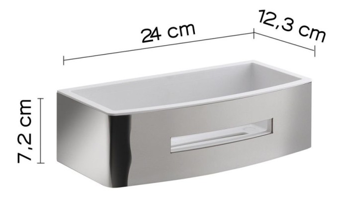 Решётка прямоугольная 1-уровневая c ABS вкладышем (24х12,3хh7,2) Gedy, 7718(23) цвет: хром