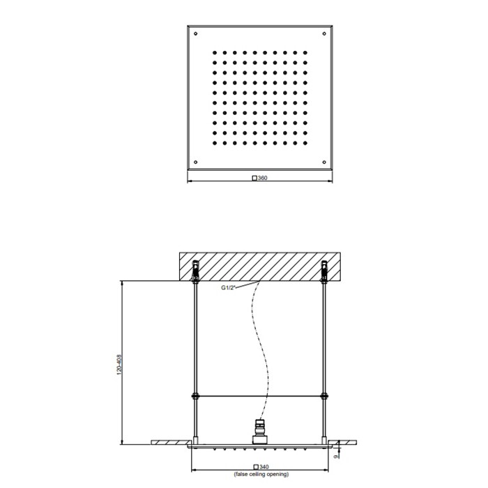 Верхний душ, QUADRO потолочный, 35см, Gessi Emporio shower, mirror steel арт. 33089#238